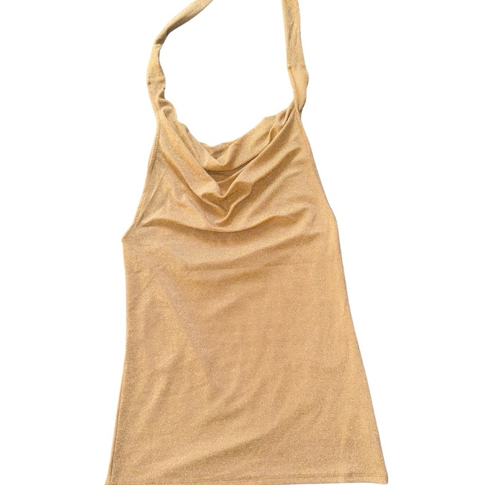 Express Gold Halter Mini Dress